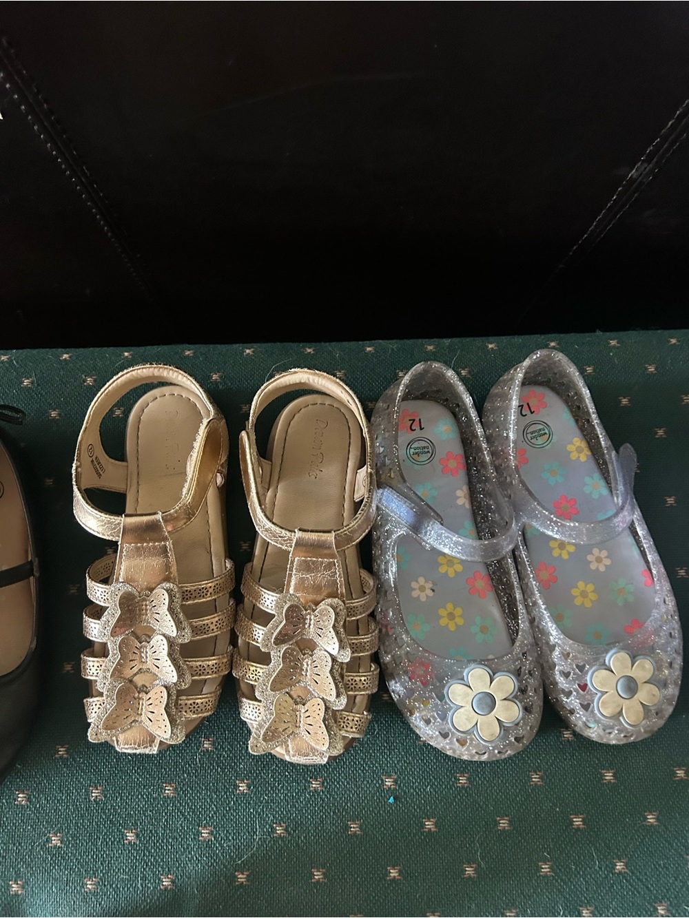 Kids Metallic Gold Sandals and purple jellies  with Butterfly Accents